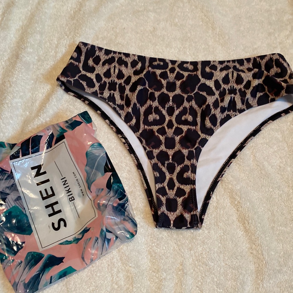 SHEIN high waisted bikini bottom leopard pattern